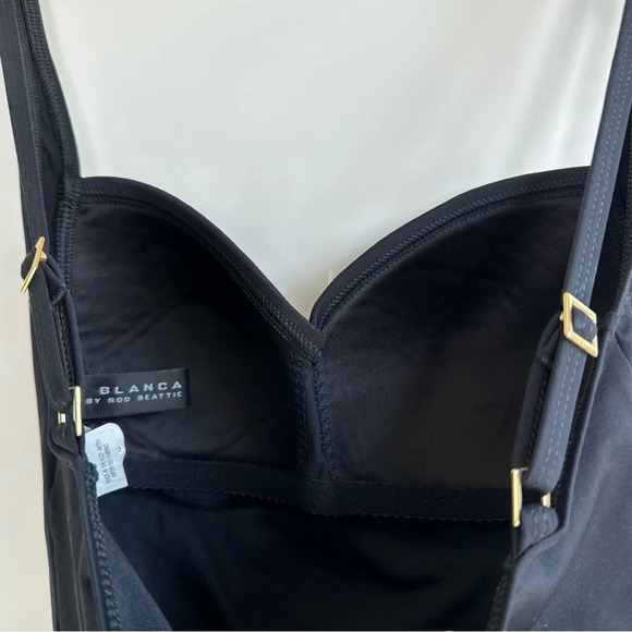 La Blanca By Rod Beattie Black Island Goddess Twist Bra One Piece Swimsuit Sz 6 - Picture 5 of 7